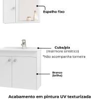 Gabinete Espelheira E Cuba Branca 70cm Munique Bechara Branco - 5