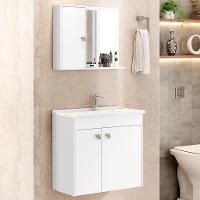 Gabinete Espelheira E Cuba Branca 70cm Munique Bechara Branco - 6