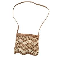 Bolsa Artesanal Lateral Listrada Transversal Casual Praia Marrom - 1