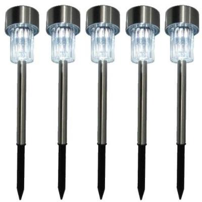 Luminaria Solar Balizadora Espeto Jardim Led Automatica Em Inox Lampada Poste Recarregavel