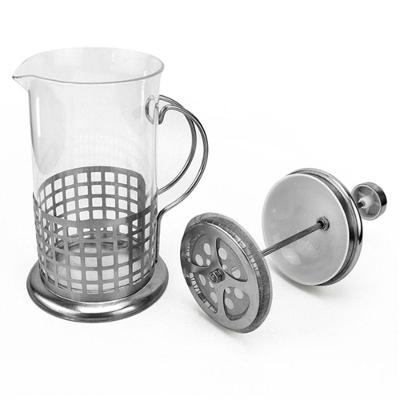 Cafeteira Francesa Em Inox Decorada Prensa Chaleira Em Vidro Cremeira Bule French Press Luxo 350ml