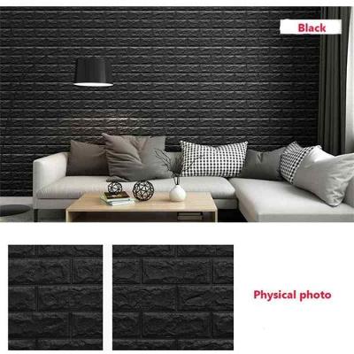 Papel De Parede Tijolinho Painel 3d Tijolo Preto Placa Auto Adesivo 77x70cm Revestimento Espuma Autocolante