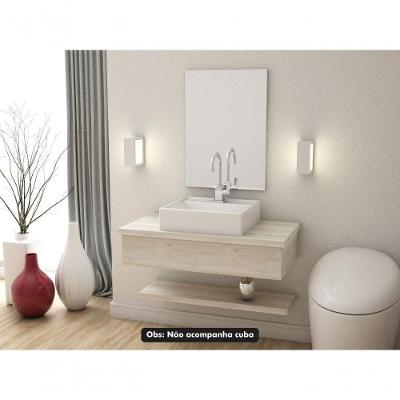 Conjunto Bancada, Prateleira E Espelheira Ktme807 Preto ônix Snow