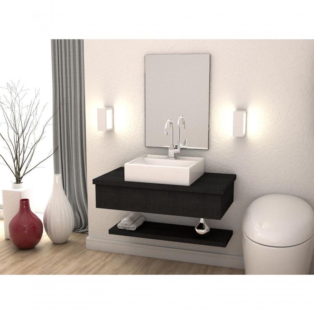 Conjunto Bancada C-cuba Q39 E Prateleira Metrópole 805 Nogal Preto ônix - 1