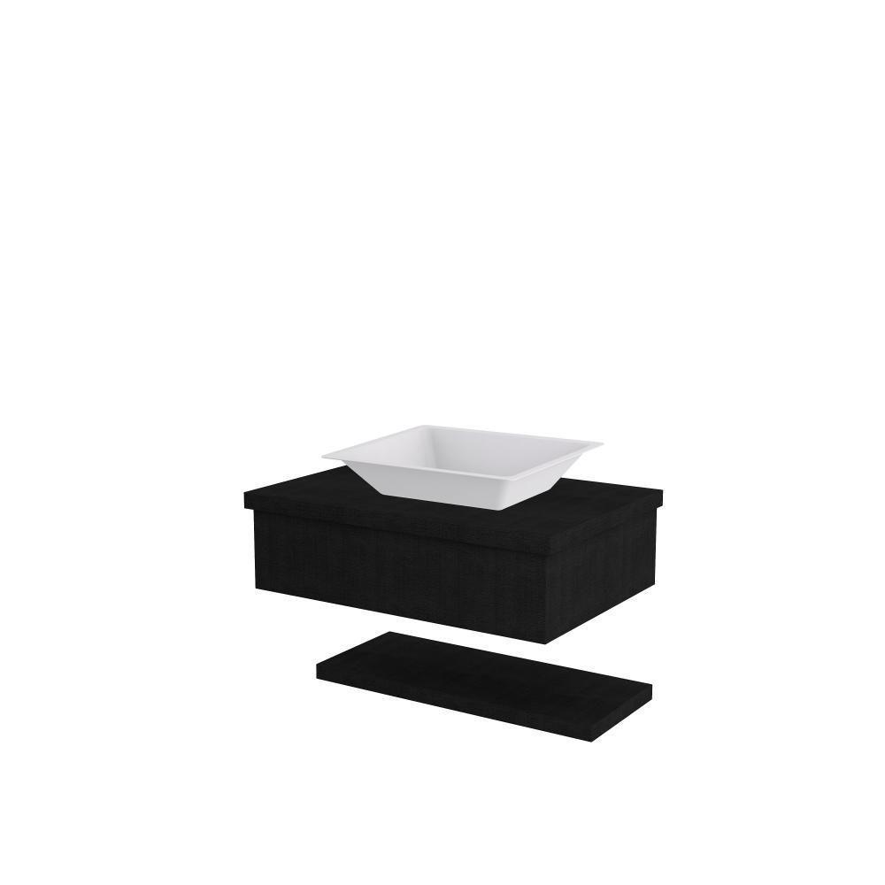 Conjunto Bancada C-cuba Messina E Prateleira Metrópole 605 Nogal Preto ônix - 3