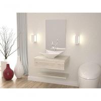 Conjunto Bancada C-cuba L38, Prateleira E Espelheira Metrópole 606 Preto ônix Snow - 1