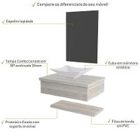 Conjunto Bancada C-cuba L38, Prateleira E Espelheira Metrópole 606 Preto ônix Snow - 3