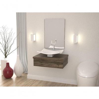 Conjunto Bancada C-cuba F44 E Espelheira Metrópole 601 Carvalho Carvalho Dark