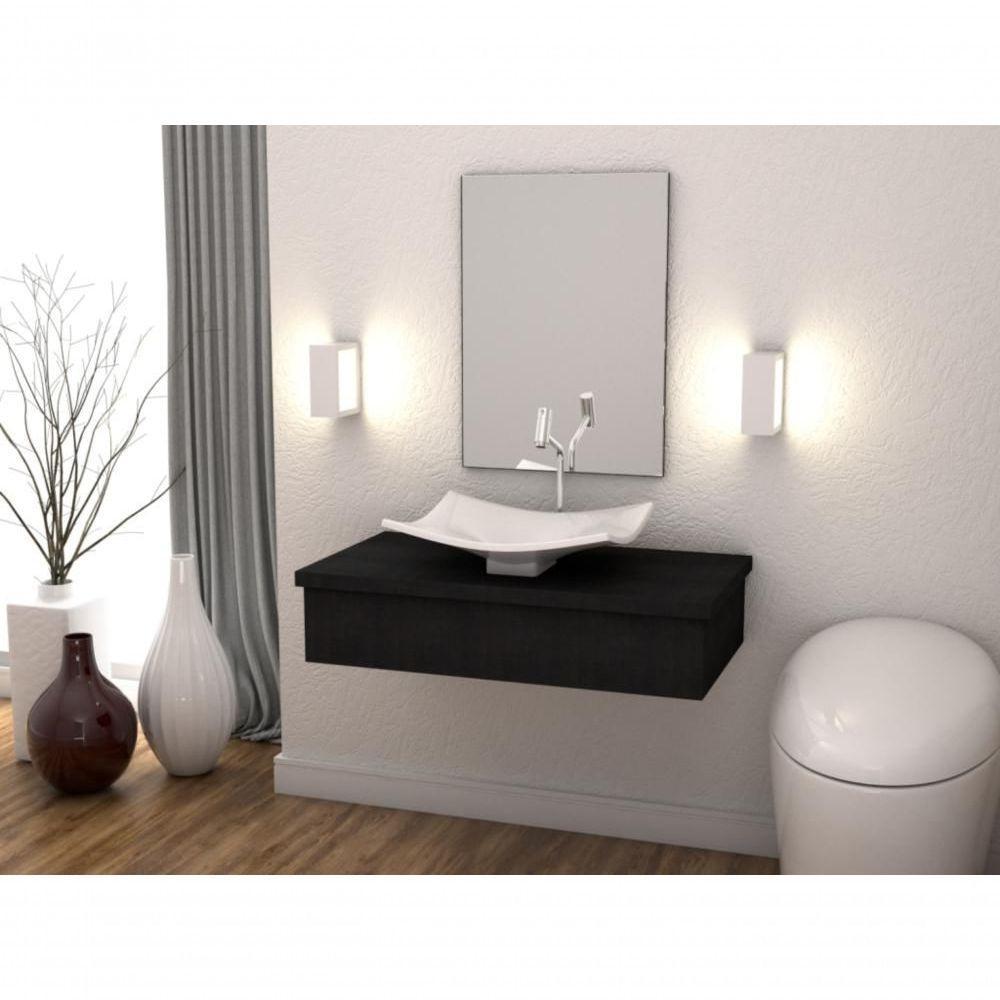 Conjunto Bancada C-cuba F44 E Espelheira Metrópole 801 Nogal Preto ônix - 1