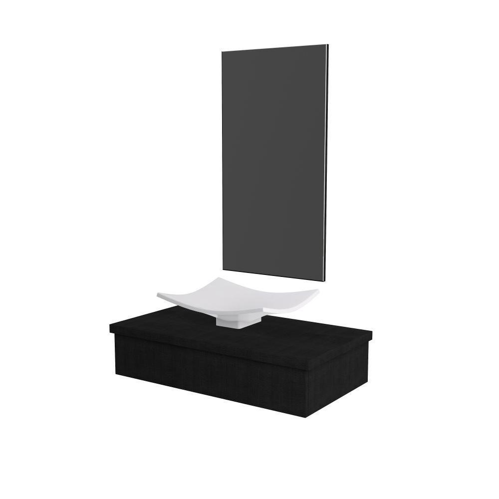 Conjunto Bancada C-cuba F44 E Espelheira Metrópole 801 Nogal Preto ônix - 2