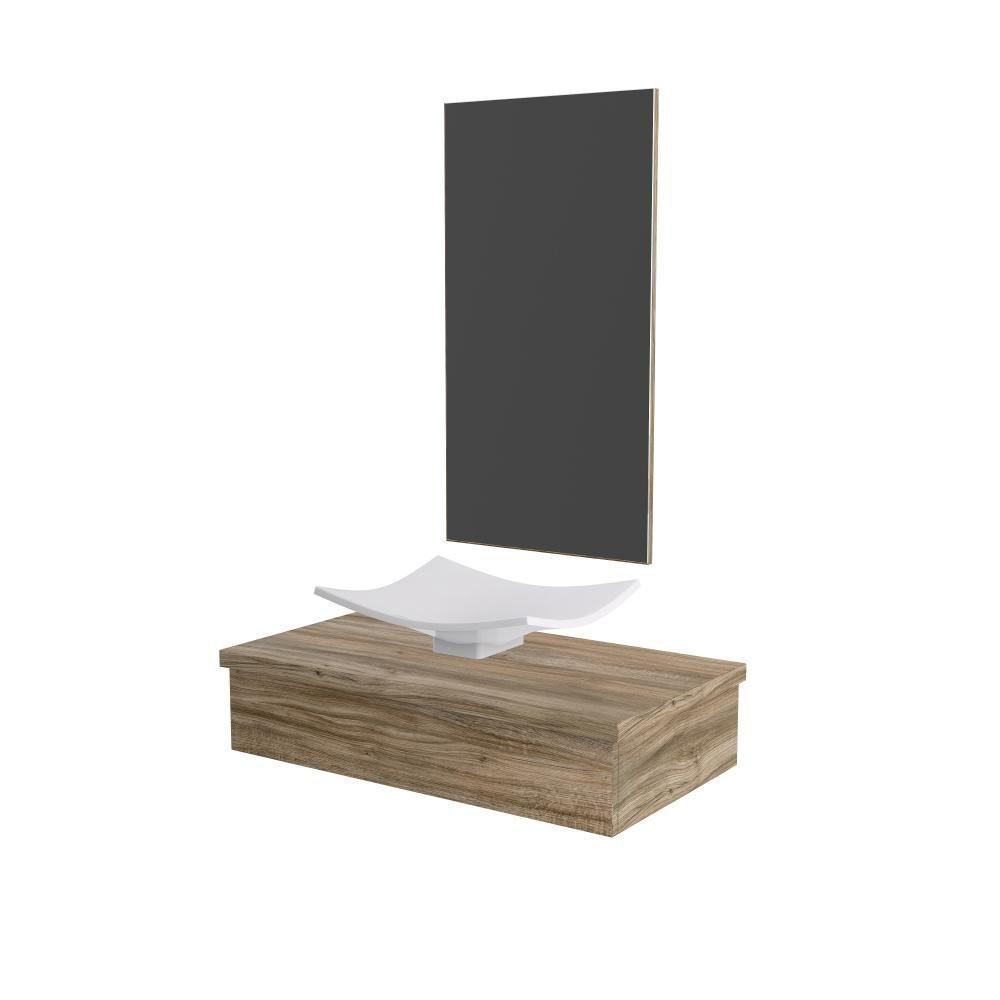 Conjunto Bancada C-cuba F44 E Espelheira Metrópole 801 Branco Chess Carvalho - 2