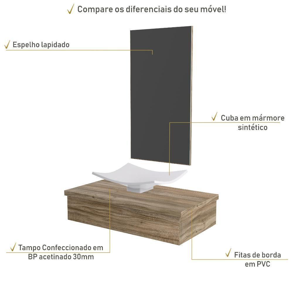 Conjunto Bancada C-cuba F44 E Espelheira Metrópole 801 Branco Chess Carvalho - 3