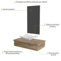 Conjunto Bancada C-cuba F44 E Espelheira Metrópole 801 Branco Chess Carvalho - 3