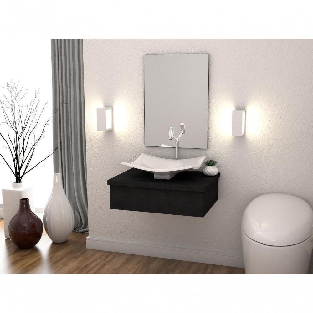 Conjunto Bancada C-cuba F44 E Espelheira Metrópole 601 Nogal Preto ônix - 1