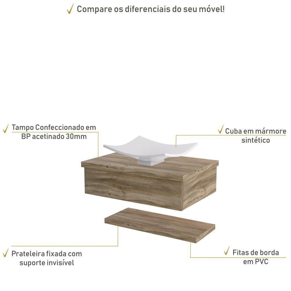 Conjunto Bancada C-cuba F44 E Prateleira Metrópole 605 Branco Chess Carvalho - 6