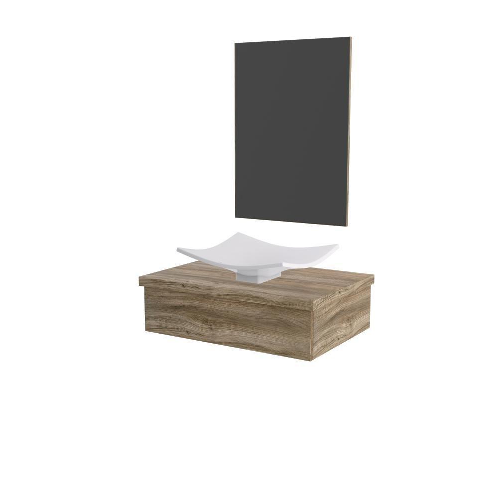 Conjunto Bancada C-cuba F44 E Espelheira Metrópole 601 Branco Chess Carvalho - 2