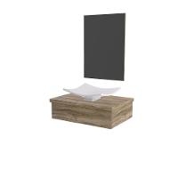 Conjunto Bancada C-cuba F44 E Espelheira Metrópole 601 Branco Chess Carvalho - 2