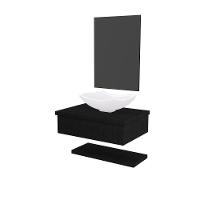 Conjunto Bancada C-cuba L42, Prateleira E Espelheira Metrópole 606 Nogal Preto ônix - 2