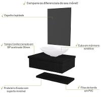 Conjunto Bancada C-cuba L42, Prateleira E Espelheira Metrópole 606 Nogal Preto ônix - 3