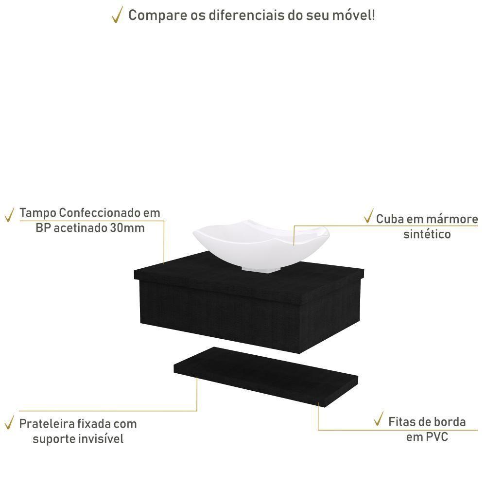 Conjunto Bancada C-cuba L42 E Prateleira Metrópole 605 Nogal Preto ônix - 4