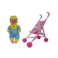 Boneca Bebe Com Carrinho De Passeio Dobravel Infantil Reborn Brinquedo - 1
