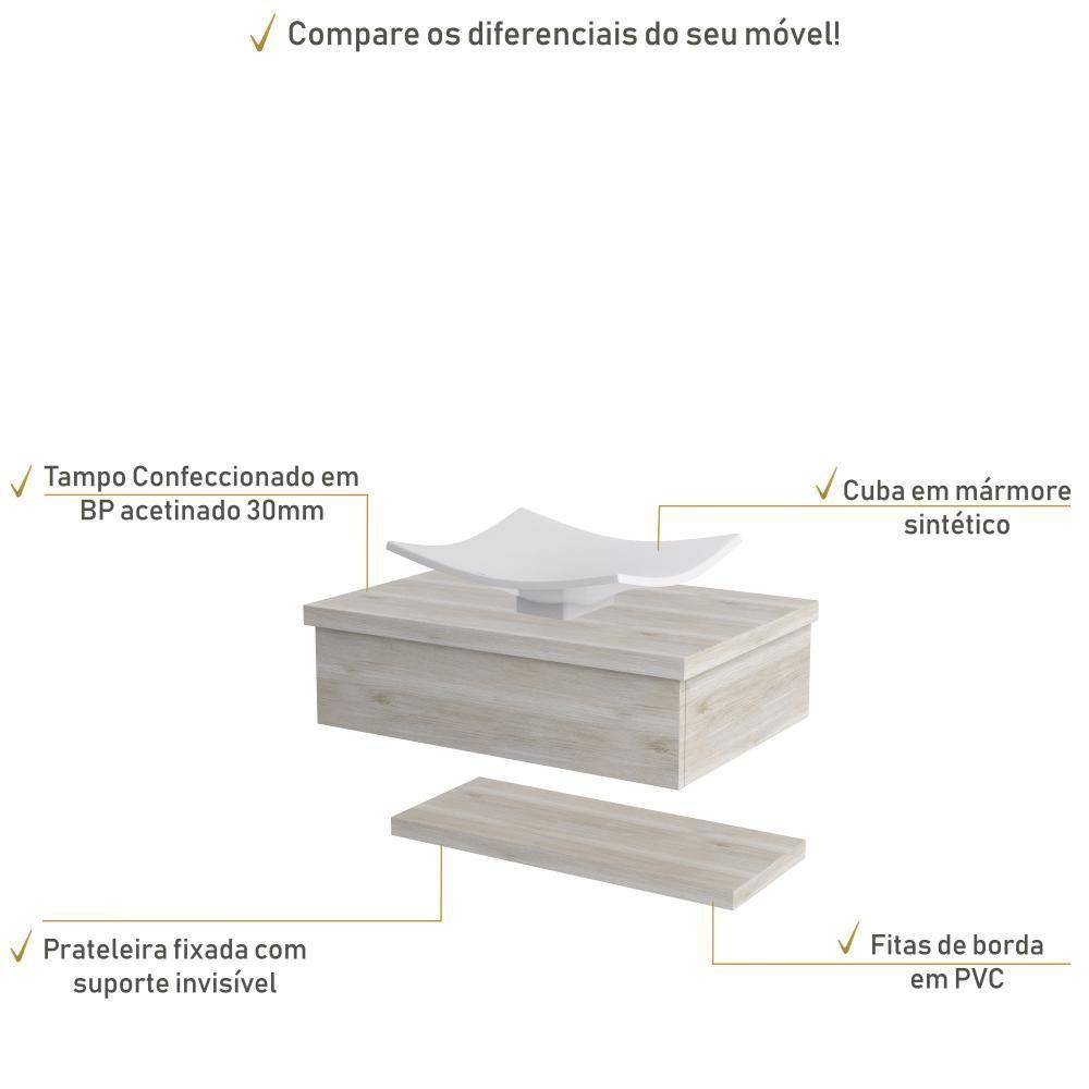 Conjunto Bancada C-cuba F44 E Prateleira Metrópole 605 Preto ônix Snow - 4