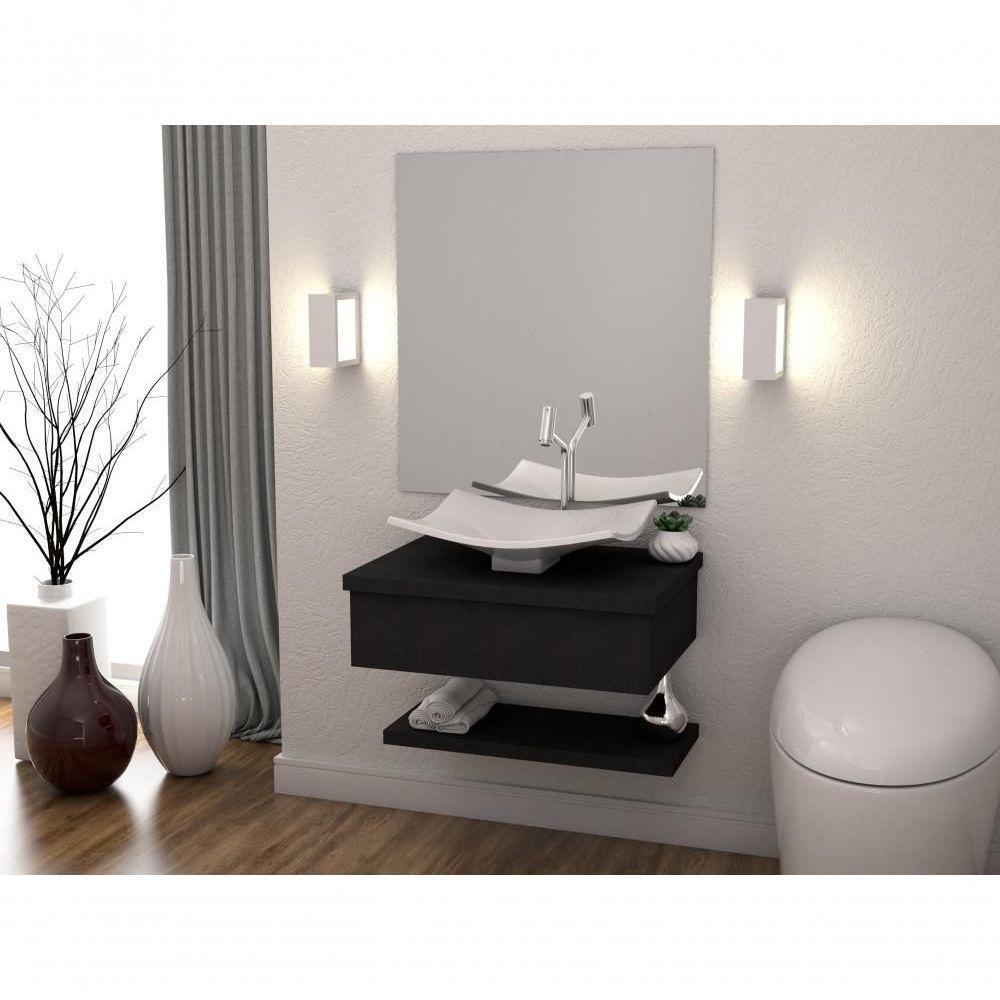 Conjunto Bancada C-cuba F44 E Prateleira Metrópole 605 Nogal Preto ônix - 1