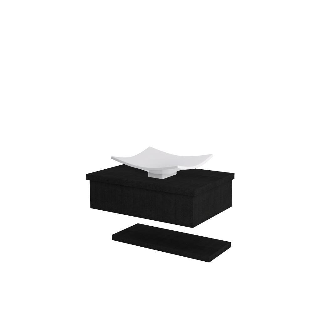 Conjunto Bancada C-cuba F44 E Prateleira Metrópole 605 Nogal Preto ônix - 3