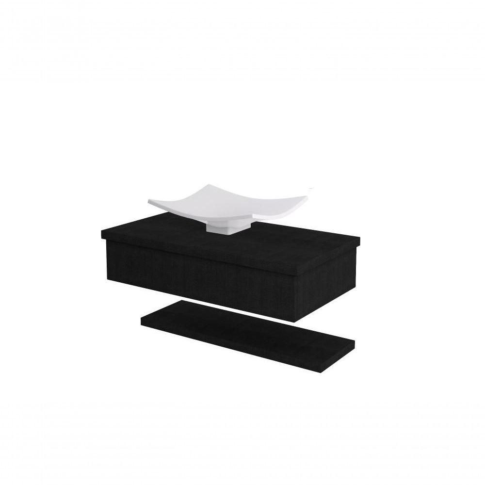 Conjunto Bancada C-cuba F44 E Prateleira Metrópole 805 Nogal Preto ônix - 3