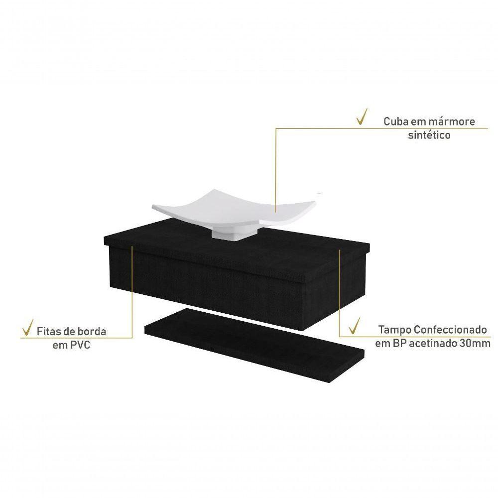 Conjunto Bancada C-cuba F44 E Prateleira Metrópole 805 Nogal Preto ônix - 4