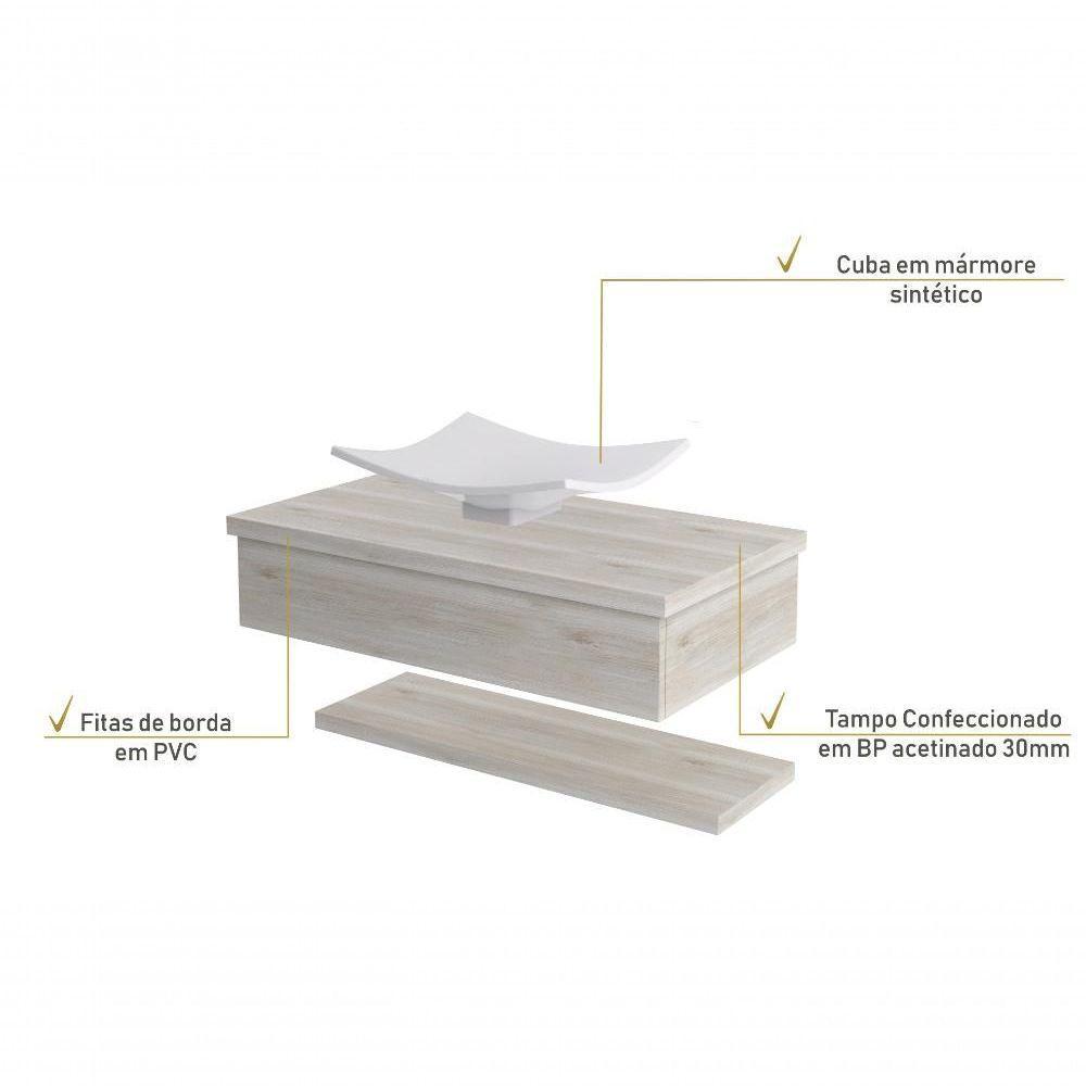 Conjunto Bancada C-cuba F44 E Prateleira Metrópole 805 Preto ônix Snow - 4