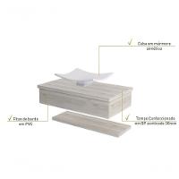 Conjunto Bancada C-cuba F44 E Prateleira Metrópole 805 Preto ônix Snow