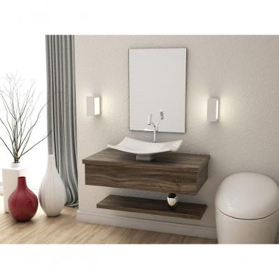 Conjunto Bancada C-cuba F44, Prateleira E Espelheira Metrópole 806 Carvalho Carvalho Dark