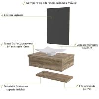 Conjunto Bancada C-cuba F44, Prateleira E Espelheira Metrópole 606 Branco Chess Carvalho - 3