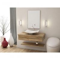 Conjunto Bancada C-cuba F44, Prateleira E Espelheira Metrópole 806 Branco Chess Carvalho - 1