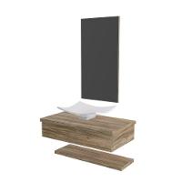 Conjunto Bancada C-cuba F44, Prateleira E Espelheira Metrópole 806 Branco Chess Carvalho - 2