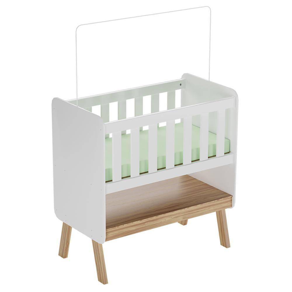 Mini Berço Guti Retrô Branco Brilho/amêndoa Com Colchão - Móveis Peroba - 1