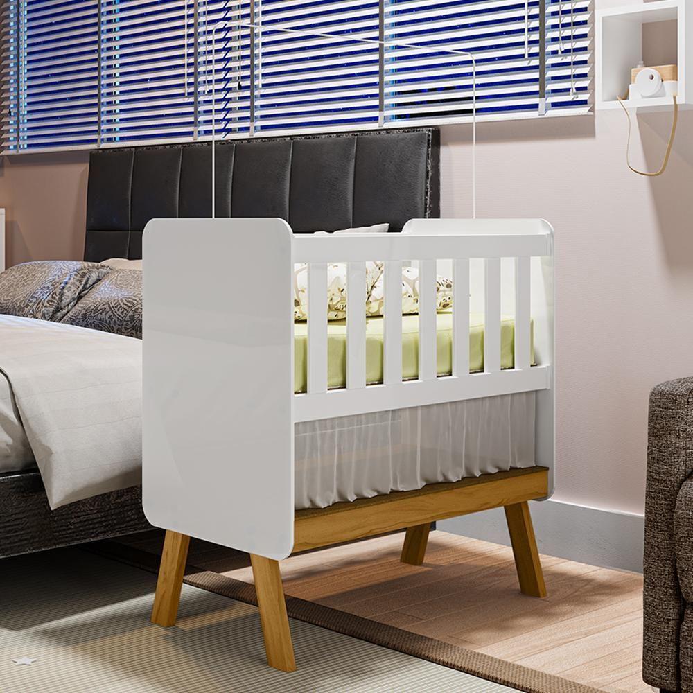 Mini Berço Guti Retrô Branco Brilho/amêndoa Com Colchão - Móveis Peroba - 2