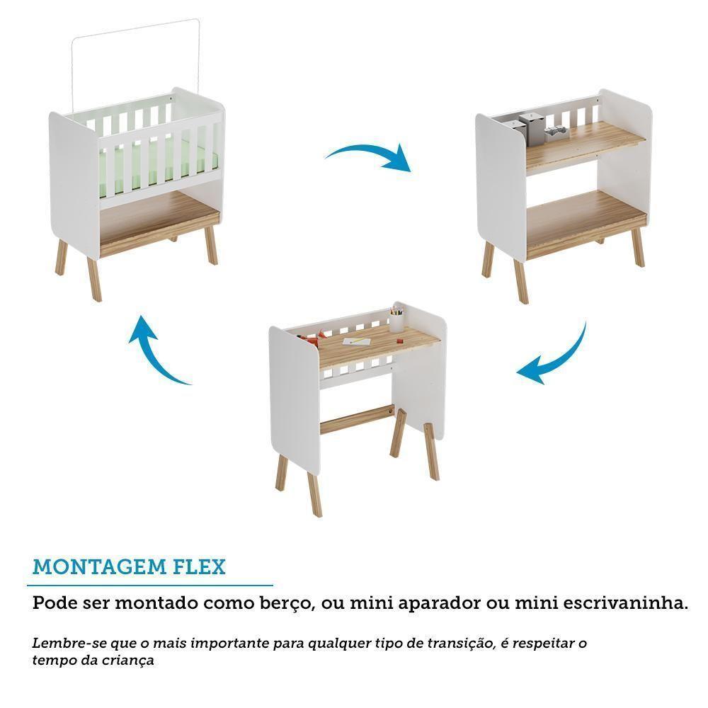Mini Berço Guti Retrô Branco Brilho/amêndoa Com Colchão - Móveis Peroba - 4