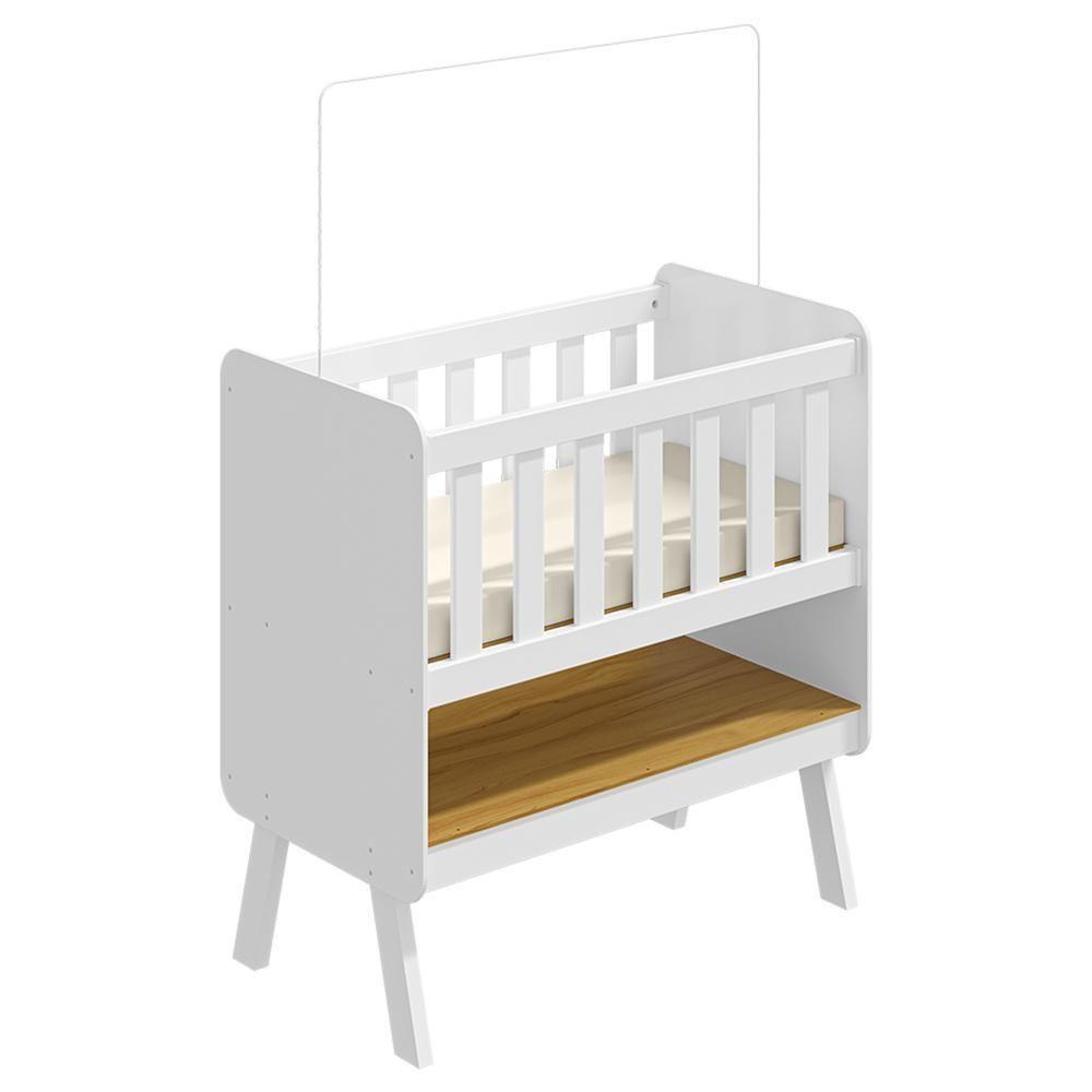 Mini Berço Guti Retrô Branco Brilho Com Colchão - Móveis Peroba - 1