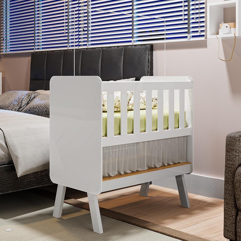 Mini Berço Guti Retrô Branco Brilho Com Colchão - Móveis Peroba - 2