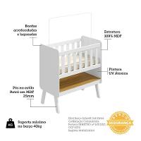 Mini Berço Guti Retrô Branco Brilho Com Colchão - Móveis Peroba - 3