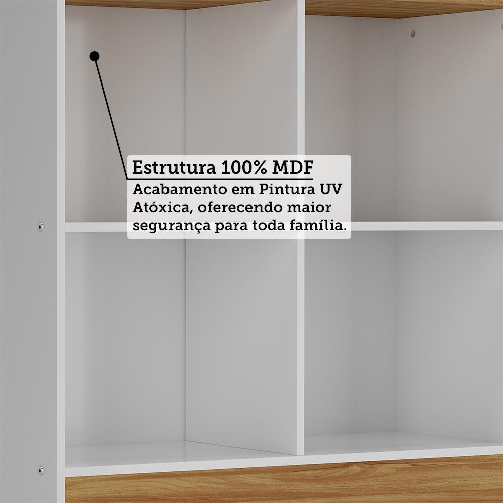 Estante Retrô Com 4 Nichos Branco Brilho/amêndoa - Móveis Peroba Branco Brilho/amêndoa - 2