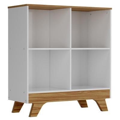 Estante Retrô Com 4 Nichos Branco Brilho/amêndoa - Móveis Peroba Branco Brilho/amêndoa