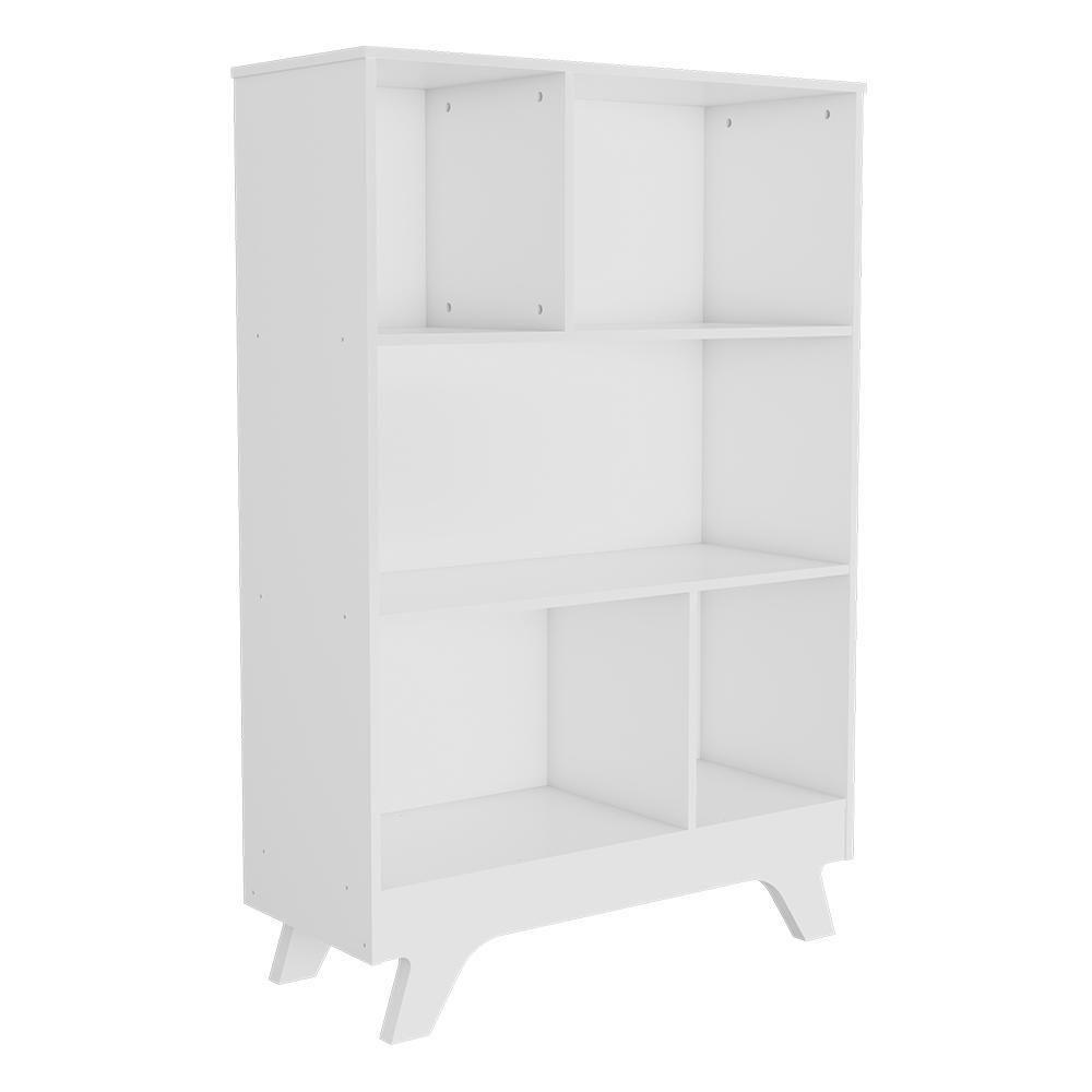 Estante Retrô Com 5 Nichos Branco Brilho - Móveis Peroba Branco Brilho - 1