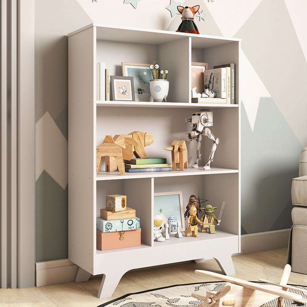 Estante Retrô Com 5 Nichos Branco Brilho - Móveis Peroba Branco Brilho - 2