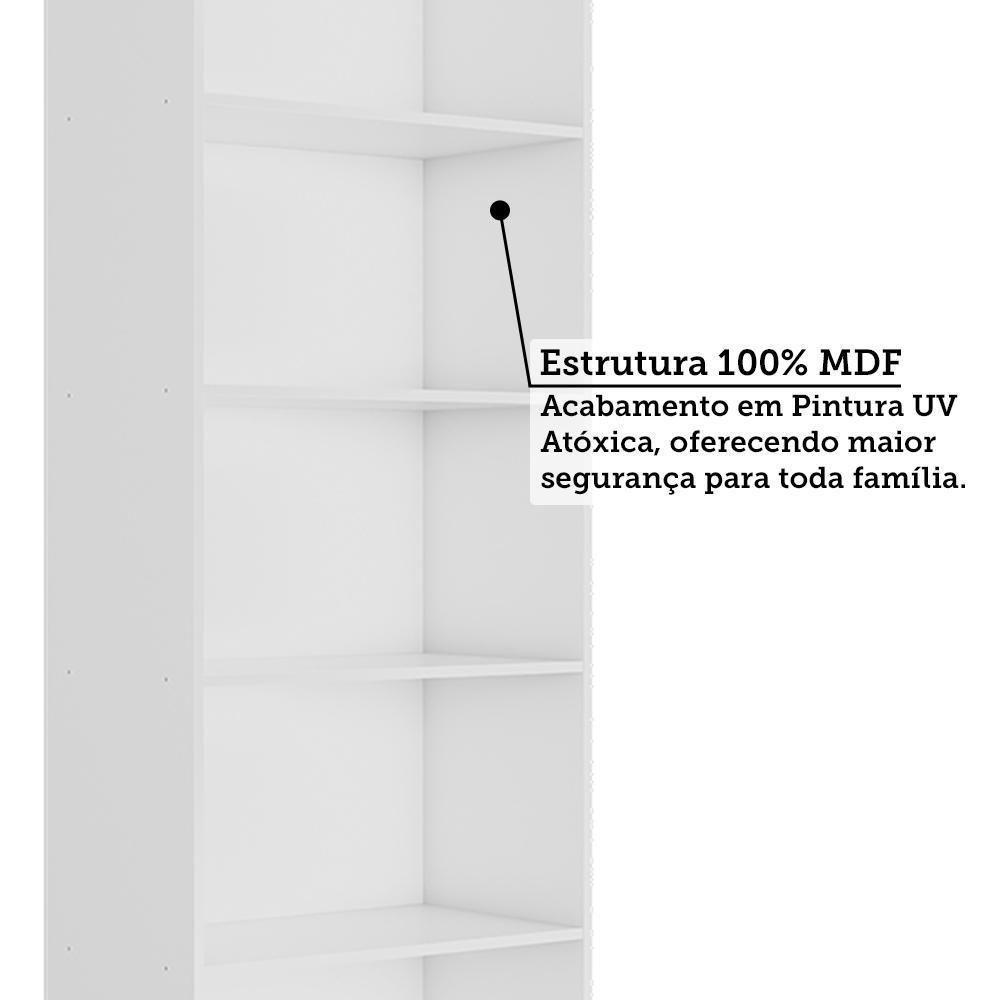 Estante Infantil Retrô Com 5 Prateleiras Branco Brilho - Móveis Peroba Branco Brilho - 3