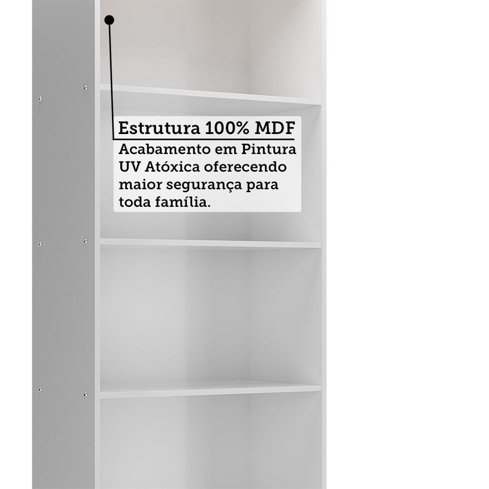 Estante Infantil Retrô Com 5 Prateleiras Branco Brilho/amêndoa - Móveis Peroba Branco Brilho/amêndoa - 2