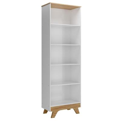 Estante Infantil Retrô Com 5 Prateleiras Branco Brilho/amêndoa - Móveis Peroba Branco Brilho/amêndoa