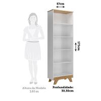 Estante Infantil Retrô Com 5 Prateleiras Branco Brilho/amêndoa - Móveis Peroba Branco Brilho/amêndoa
